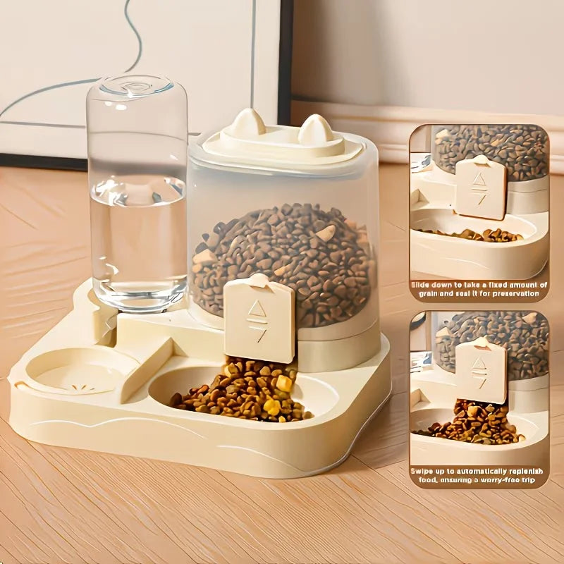 2-in-1 Large Pet Feeder & Water Dispenser, For Cats Dogs Travel